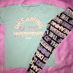 Justice “dreaming of the weekend” pajama set